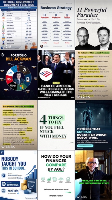 Wall Street Bundle feed screenshot: business, finance and market breakdown posts